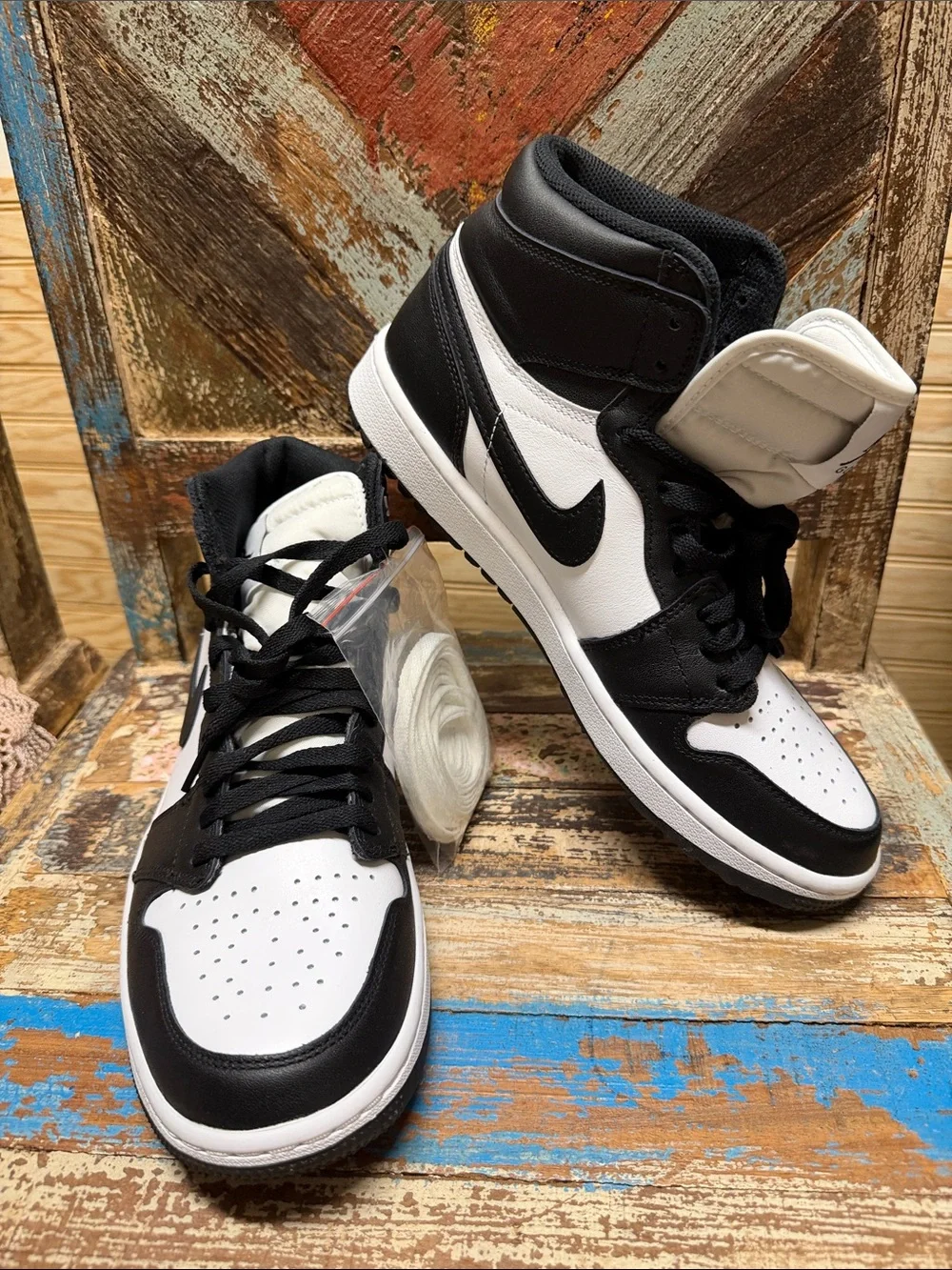 Jordan Men Sneakers Black White High Top Size 10